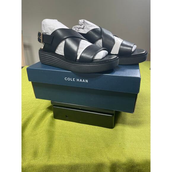 Cole Haan Black Original Grand Platform Slide Sandals size 8.5 - Picture 1 of 5